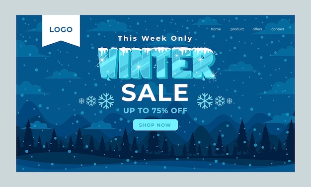 Winter season sale business landing page template