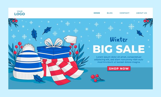 Winter season sale business landing page template