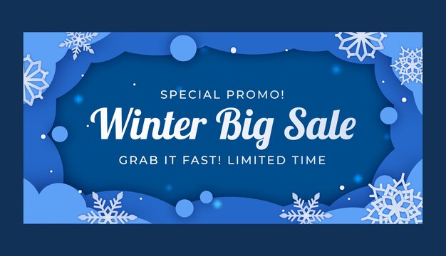 Winter season sale horizontal banner template