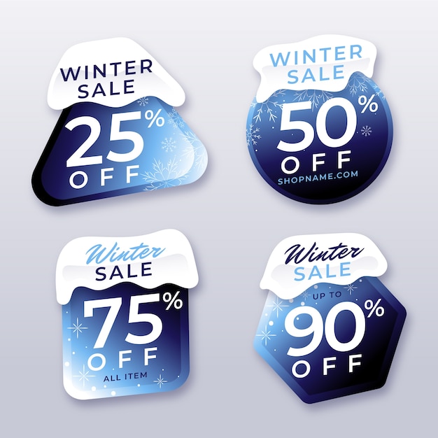 Free vector winter season sale labels collection