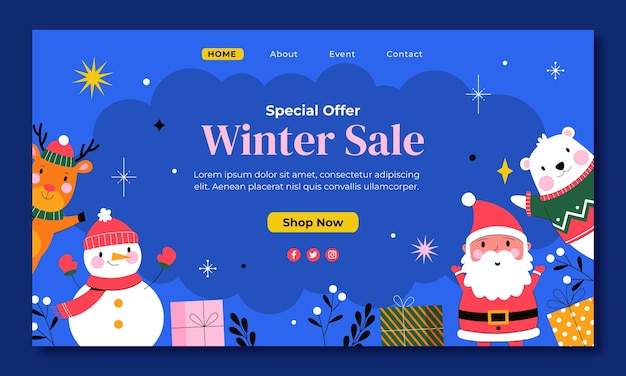 Winter season sale landing page template