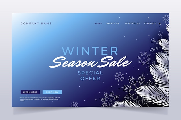 Free vector winter season sale landing page template