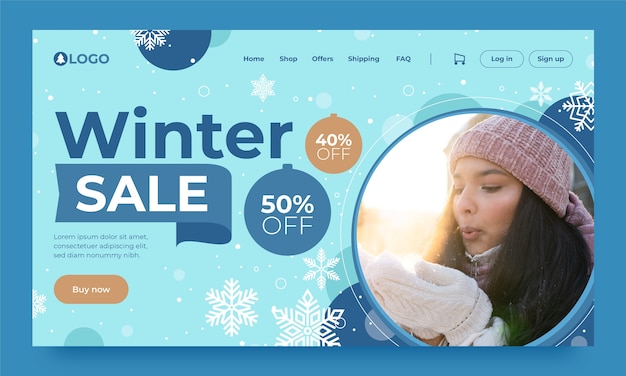 Winter season sale landing page template