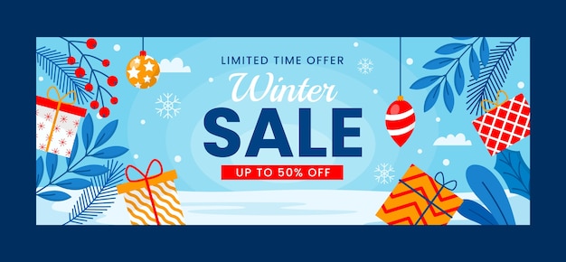 Winter season sale social media cover template