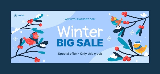 Winter season sale social media cover template