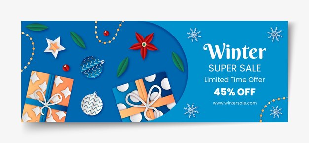 Free vector winter season sale social media cover template