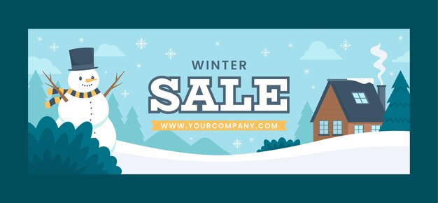 Winter season sale social media cover template