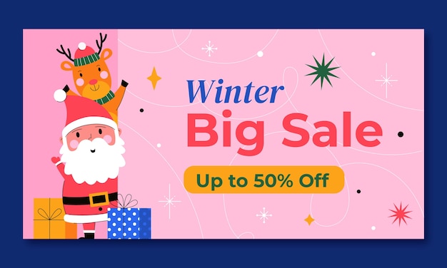 Free vector winter season sale social media promo template