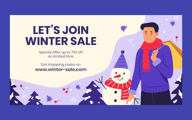 Free vector winter season sale social media promo template