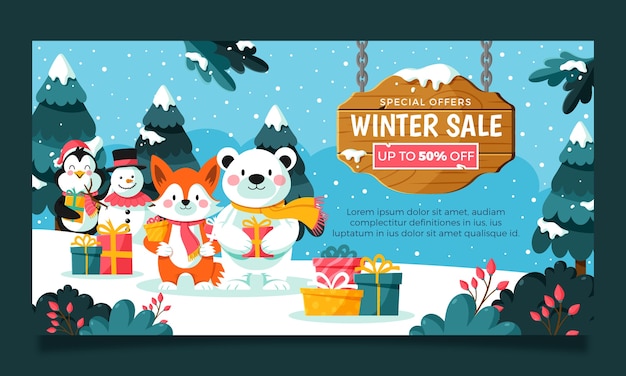 Free vector winter season sale social media promo template