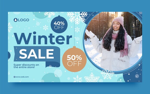 Winter season sale social media promo template