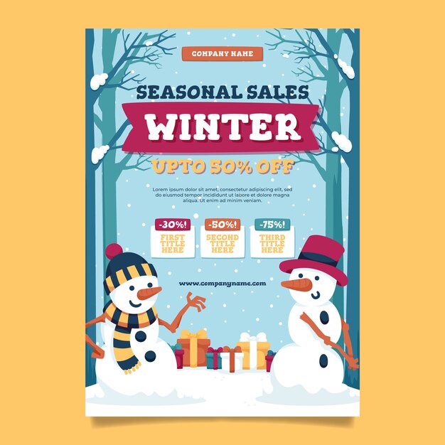 겨울 시즌 판매 세로 포스터 템플릿