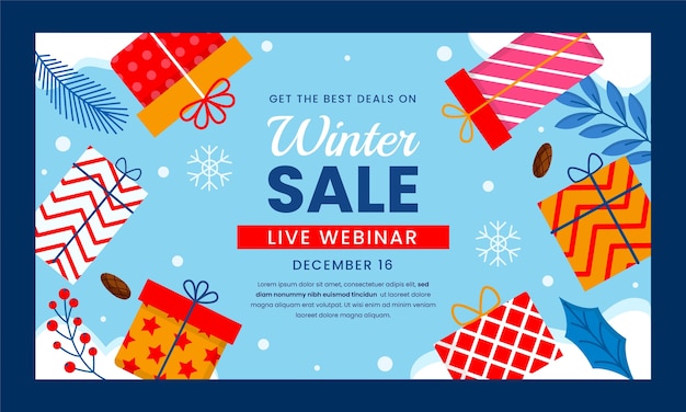 Free vector winter season sale webinar template