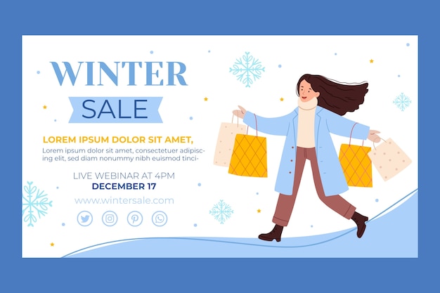 Free vector winter season sale webinar template