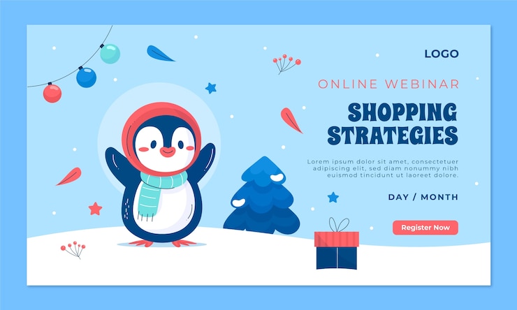 Free Vector winter season sale webinar template