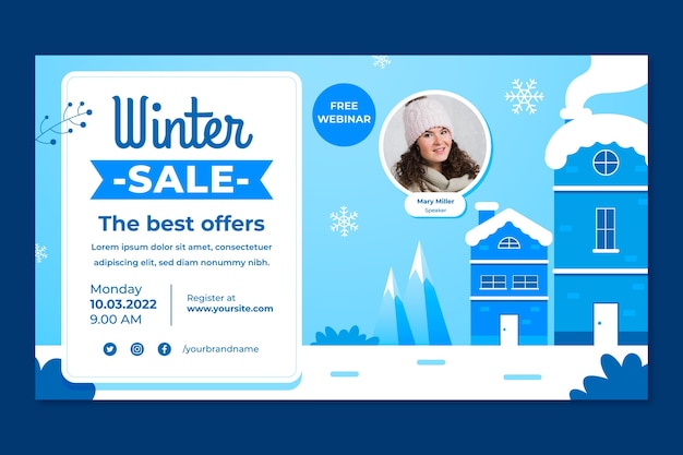 Free vector winter season sale webinar template