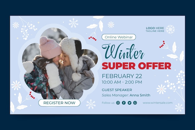 Free vector winter season sale webinar template