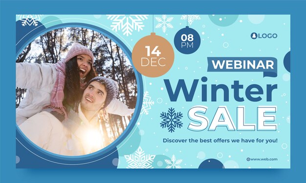 Free vector winter season sale webinar template