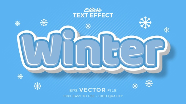 Зимний сезон типографика премиум редактируемый текстовый эффект