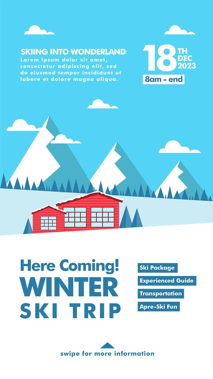 Free Vector winter ski brochure flyer template