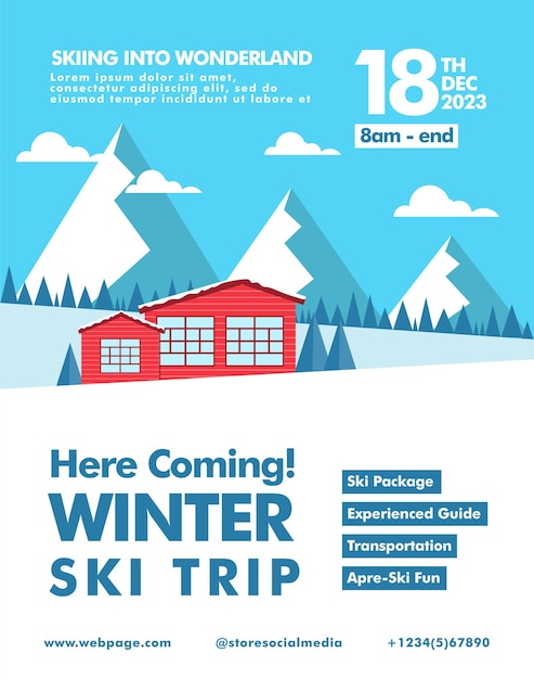 Free vector winter ski brochure flyer template