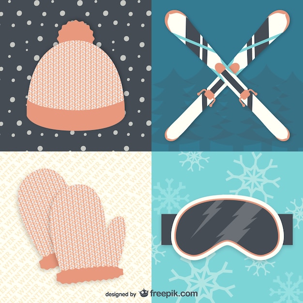 Free vector winter and ski equipment