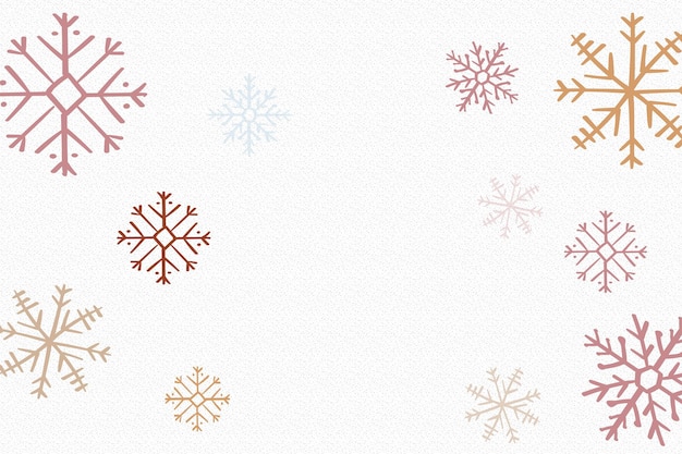 Winter snowflake background, christmas aesthetic doodle in white vector Free Vector