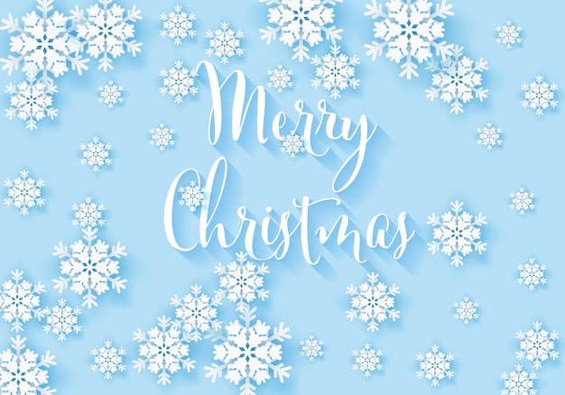 Winter snowflake banner with blue background Merry Christmas snow design poster template