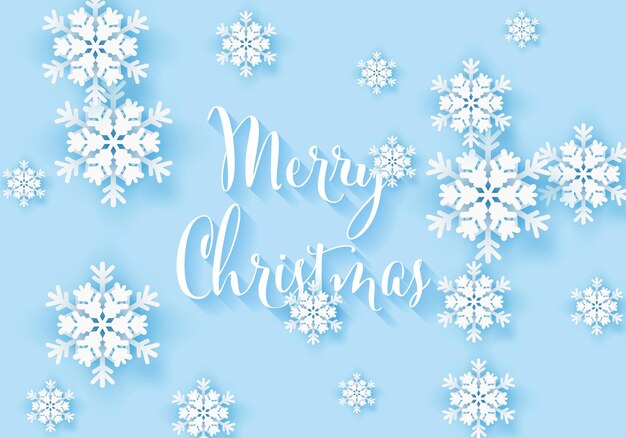 Banner di auguri di fiocco di neve invernale con sfondo blu buon natale invito design card