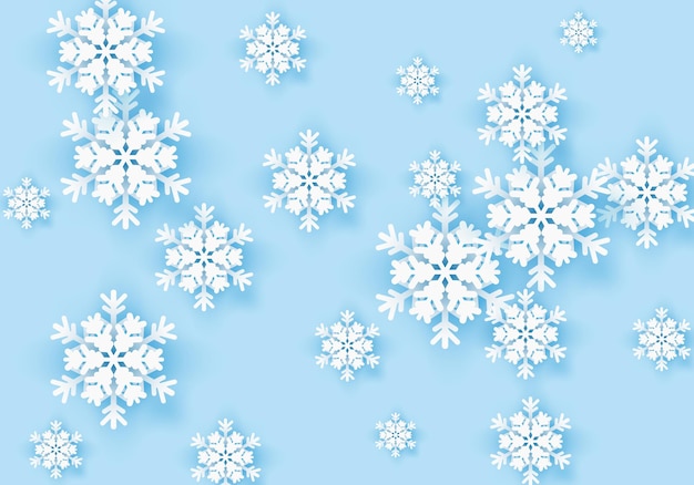 Winter snowflake greeting banner with blue background Wintertime paper poster template for holiday