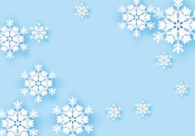 Banner di saluto fiocco di neve invernale con sfondo blu modello di poster invernale per l'inverno