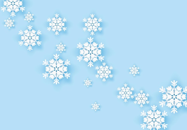 Winter snowflake greeting banner with blue background