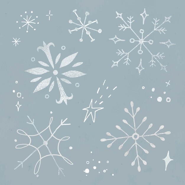 Winter snowflake sticker vector set