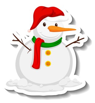 Winter snowman cartoon sticker