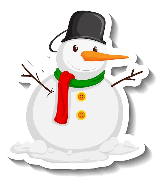 Winter snowman cartoon sticker