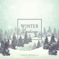 Free vector winter snowy landscape background