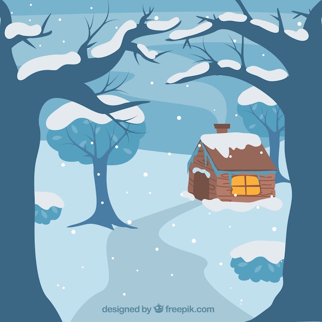 冬の雪の風景の背景