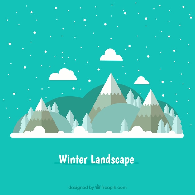 Free vector winter snowy landscape background