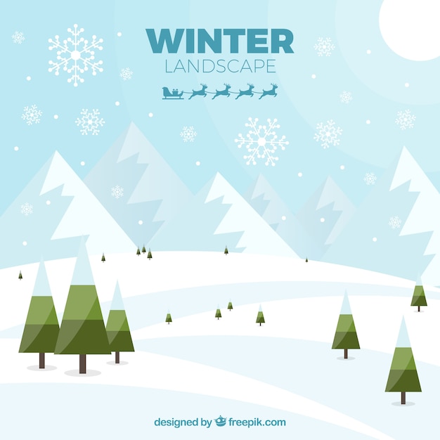 Free vector winter snowy landscape background