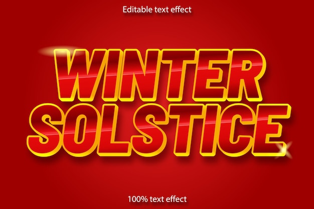 Редактируемый текстовый эффект зимнего солнцестояния в мультяшном стиле