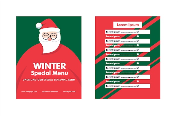 Free vector winter special menu brochure flyer template