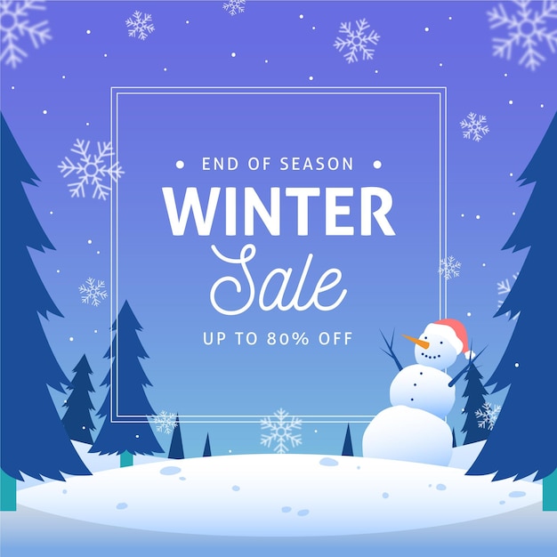 Free vector winter special sale discount with illustrated snowman