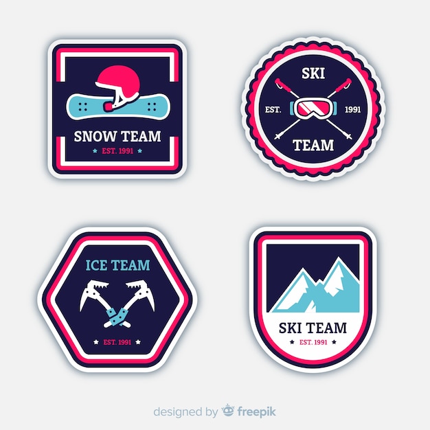 Free vector winter sport badge collection