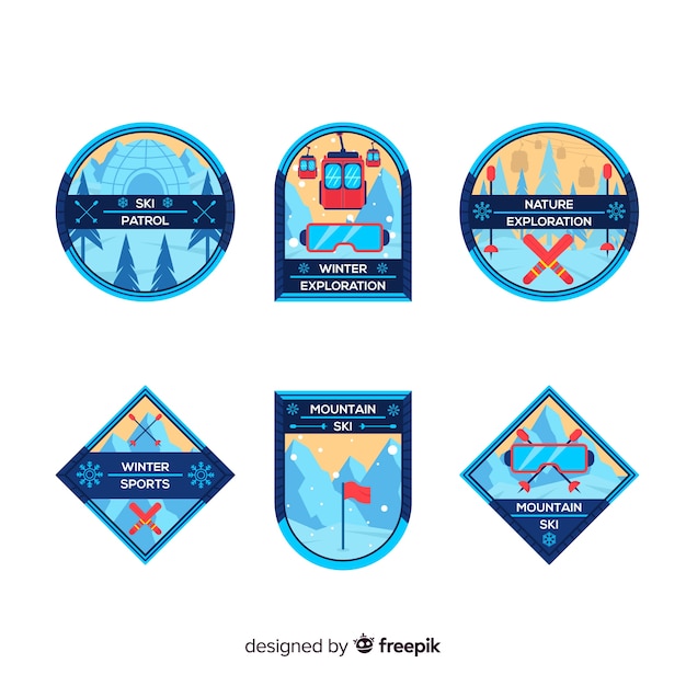 Free vector winter sport badge collection