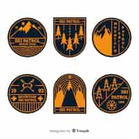 Free vector winter sport badge collection
