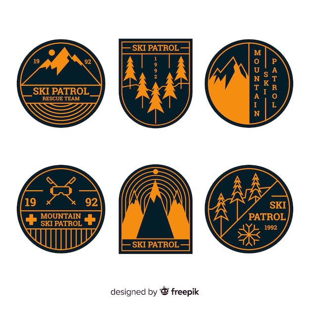 Free vector winter sport badge collection