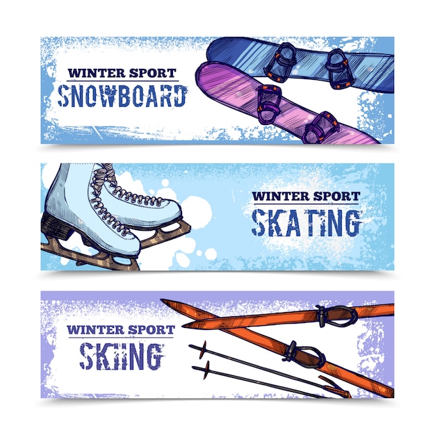 Winter sport banner set