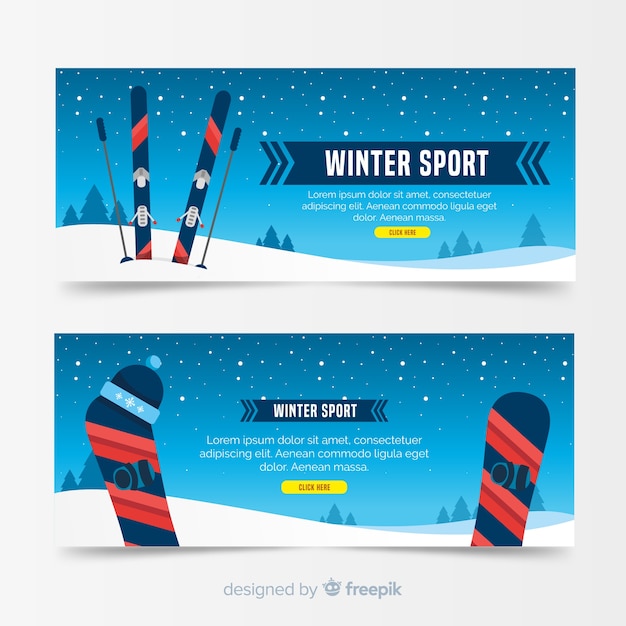 Modello di banner di sport invernali