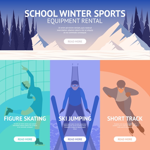 Бесплатное векторное изображение Зимний спортивный баннер