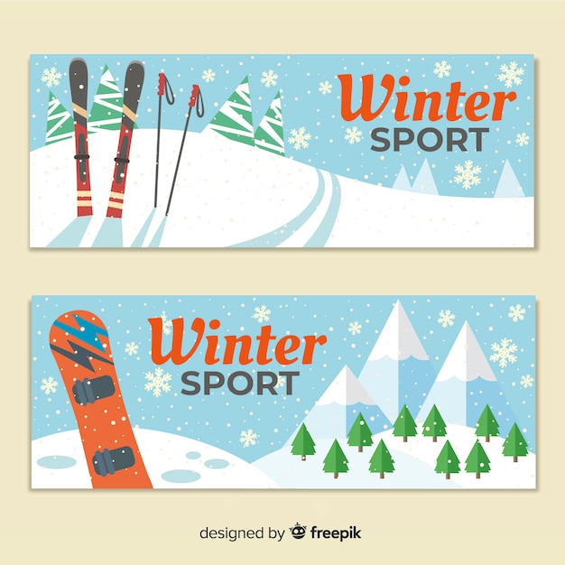 Free vector winter sport banners